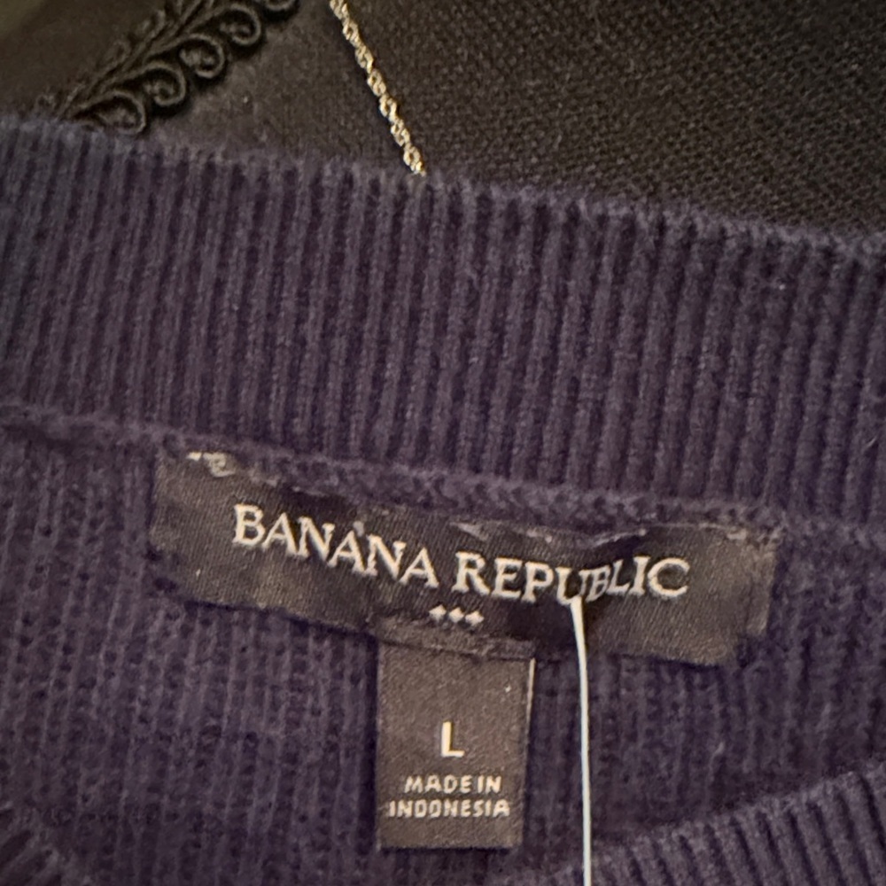 Banana Republic Navy Ribbed Crewneck Sweater - Picture 2 of 5